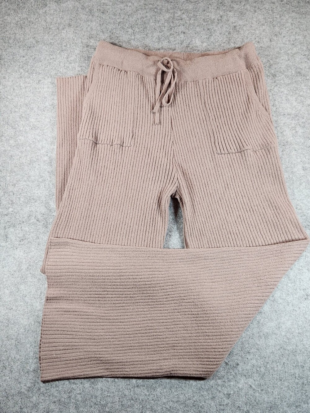 Jason Wu Brown Ribbed Wide-Leg Knit Pants with Drawstring Size Medium